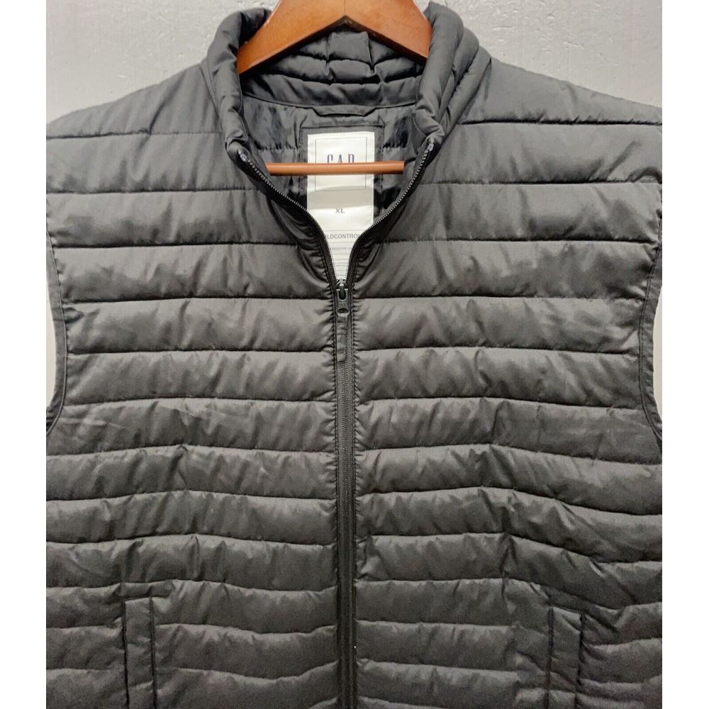 Gap Puffer Vest Men XL Black Cold Control Water Resistant Coated Full Zip Jacket - Picture 4 of 14